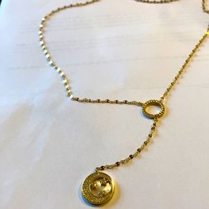 Sterling Silver 925 Lariat Necklace With Mother of Pearl